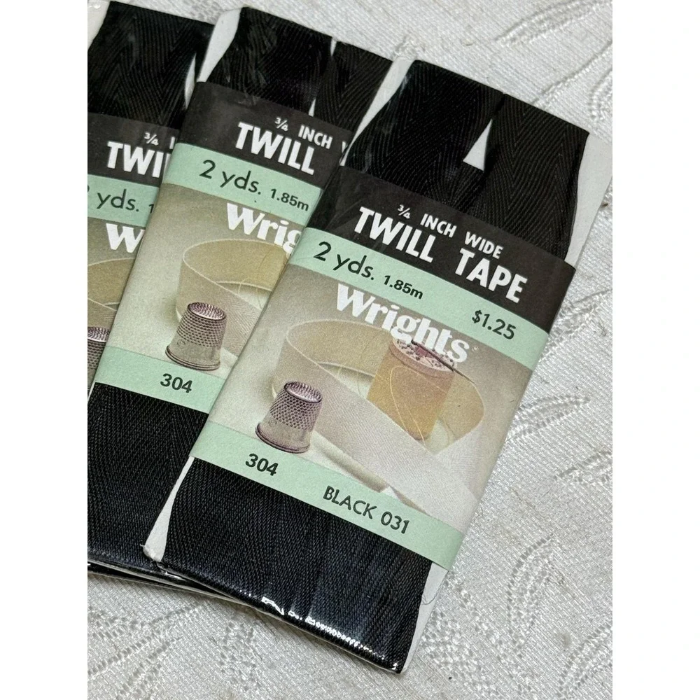 8pk Vintage Wrights Black Twill Tape‎ 3/4